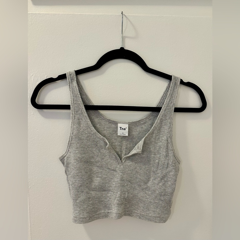TNA Heather Gray Ribbed Sleeveless Top